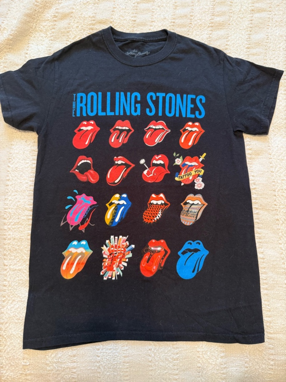 The Rolling Stones Black Graphic Tee - Colorful Tongue Icons